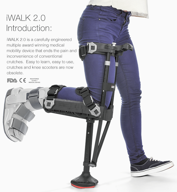 iWalk 2.0 hand free walking with a broken foot no crutches